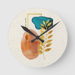 Horloge Ronde Abstrait Géométrique Minimaliste Moderne de Milieu