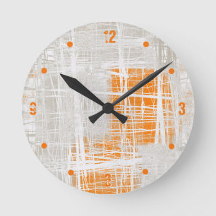 Horloge Ronde Abstrait gris blanc