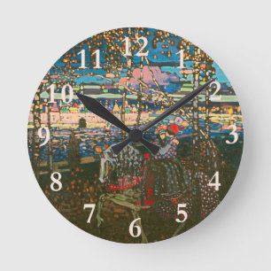 Horloge Ronde Abstrait Kandinski équitation Couple Art Peinture