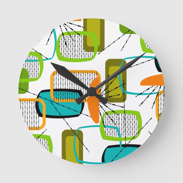 Horloge Ronde Abstrait moderne du milieu du siècle #57 (Recto)