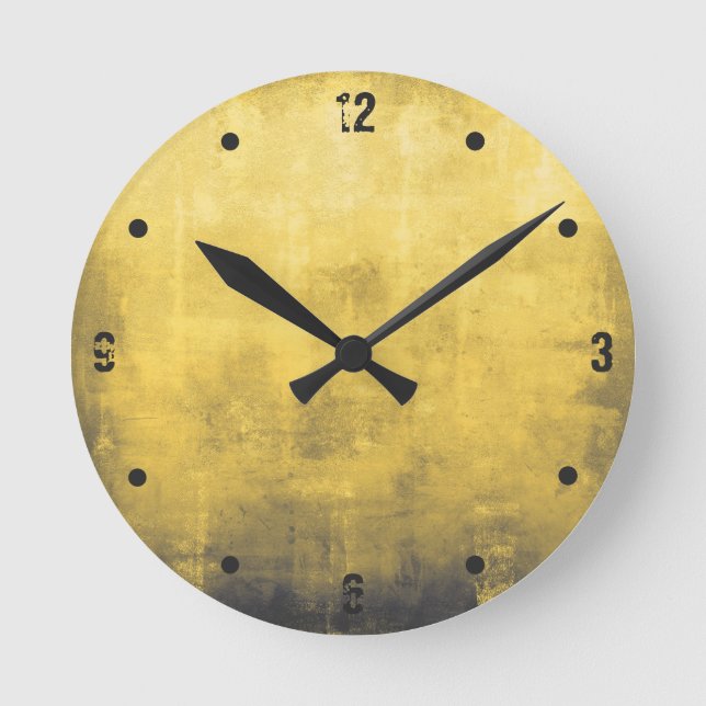 Horloge Ronde Abstrait moderne rustique jaune gris gris (Recto)