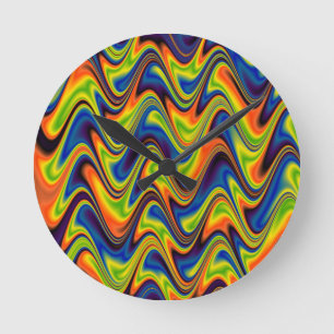 Horloge Ronde Abstrait Multicolore Ondulé