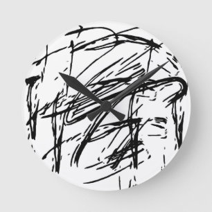 Horloge Ronde Abstrait noir et blanc