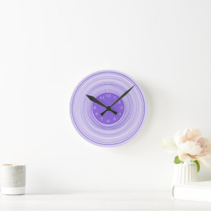 Horloge Ronde Abstrait Ombre moderne violet blanc spirales