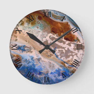 Horloge Ronde Abstrait plage de sable motif motif en mousse d'ea
