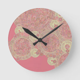 Horloge Ronde abstrait rose motif couleur florale personnaliser