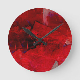 Horloge Ronde Abstrait rouge