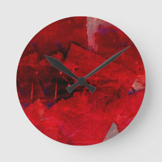 Horloge Ronde Abstrait rouge