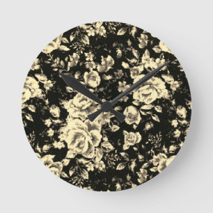 Horloge Ronde Abstraite texture de verre brillant fleuri vintage