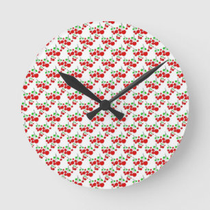 Horloge Ronde Accessoires à motif de cerises rouges - cerises pa