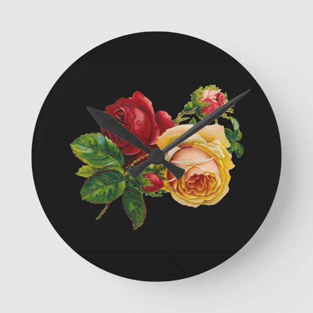 Horloge Ronde Accessoires d'impression rose - noir, rouge, art v (Recto)
