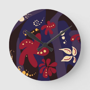 Horloge Ronde Accessoires Motifs tendance, violet noir abstrait