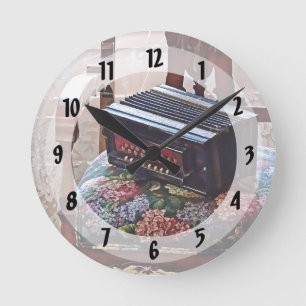 Horloge Ronde Accordéon bouton sur chaise avec siège à fleurs