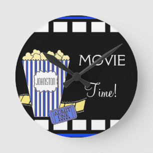 Horloge Ronde Accueil Théâtre Popcorn Box Bleu