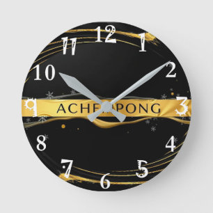 Horloge Ronde Achempong: Cascade Aurique   Opulence de l'Or Liqu