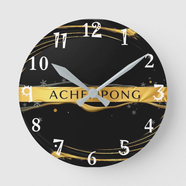 Horloge Ronde Achempong: Cascade Aurique | Opulence de l'Or Liqu (Recto)