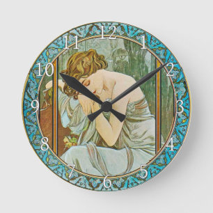 Horloge Ronde Acrylic Wall Clock Art Nouveau Alphonse Mucha 22