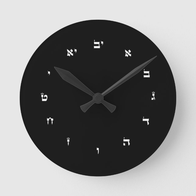 Horloge Ronde Acrylic Wall Clock with Hebrew Numbers (Recto)