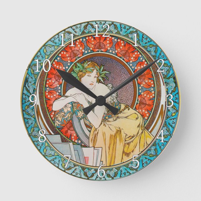 Horloge Ronde Acrylique Wall Clock Art Nouveau Alphonse Mucha 16 (Recto)