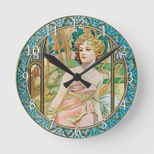 Horloge Ronde Acrylique Wall Clock Art Nouveau Alphonse Mucha 19 (Recto)