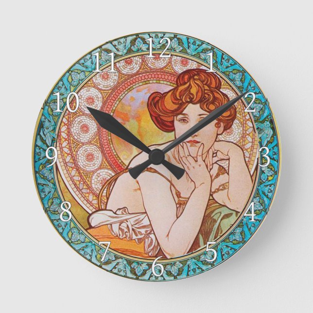 Horloge Ronde Acrylique Wall Clock Art Nouveau Alphonse Mucha 22 (Recto)