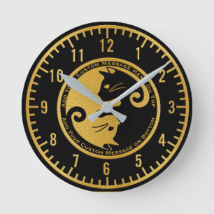 Horloge Ronde Add a Message Yin Yang Cats
