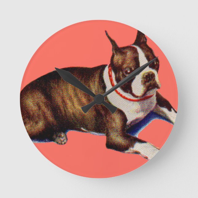 Horloge Ronde adorable Boston terrier (Recto)