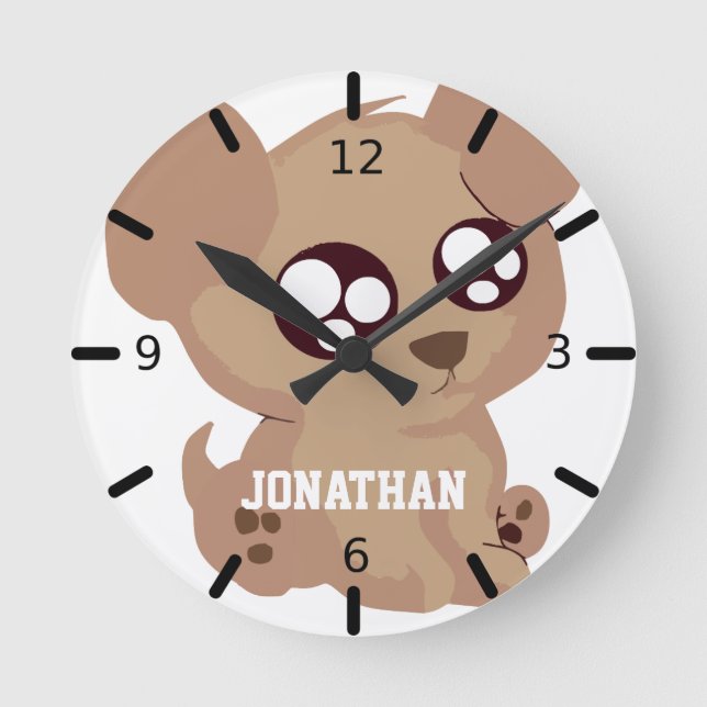 Horloge Ronde Adorable Chiot (Recto)
