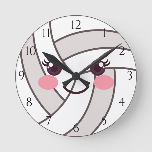 Horloge Ronde Adorable Cute Kawaii Volleyball Ball Kids Chambre (Recto)