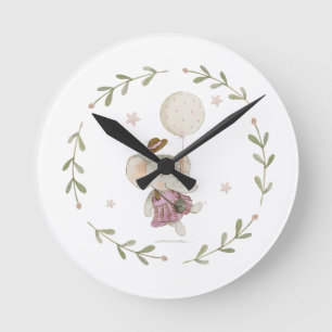 Horloge Ronde Adorable Elephant Rustique Sweet Boho Baby shower