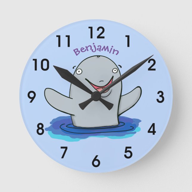 Horloge Ronde Adorable happy porpoise cartoon illustration (Recto)
