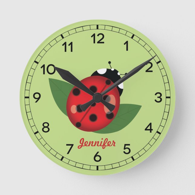 Horloge Ronde Adorable Red Ladybug Insect With Custom (Recto)