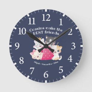 Horloge Ronde Adorables Chats Cousins Font les Meilleurs Amis su