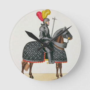 Horloge Ronde Adoubez dans l'armure sur son cheval, plat 'd'un