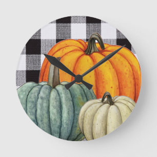 Horloge Ronde Affaire Pumkins on Black and White gingham plaid