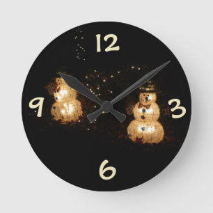 Horloge Ronde Affichage de lumières de vacances de bonhomme de n