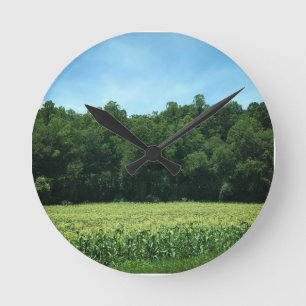 Horloge Ronde Affiche de champ de maïs en Caroline du Nord rural