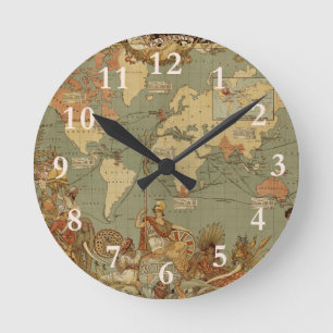 Horloge Ronde Affiche de la carte du monde de l'Empire britanniq