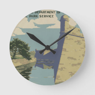 Horloge Ronde Affiche de Saint-Augustine Floride Spanish Fort Ma