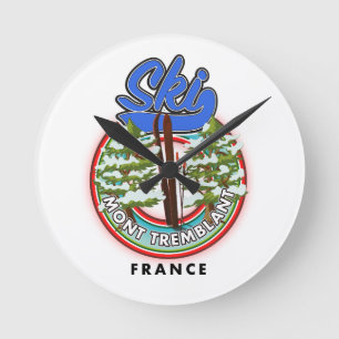 Horloge Ronde Affiche de voyage de ski Mont Tremblant France