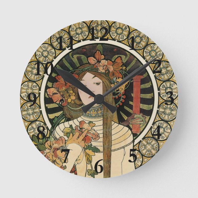 Horloge Ronde Affiche vintage Alfonse Mucha Trappistine Nouveau (Recto)