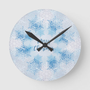 Horloge Ronde AFFICHER FLAKES MOTIF Joyeux Noël