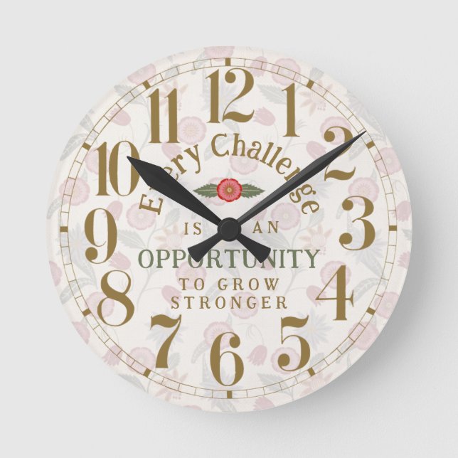 Horloge Ronde Affirmation « Devenir plus fort » (Recto)
