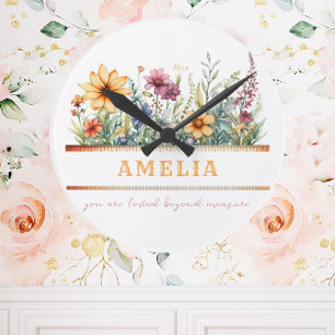 Horloge Ronde Affirmation positive Inspirationnelle Florale Pers