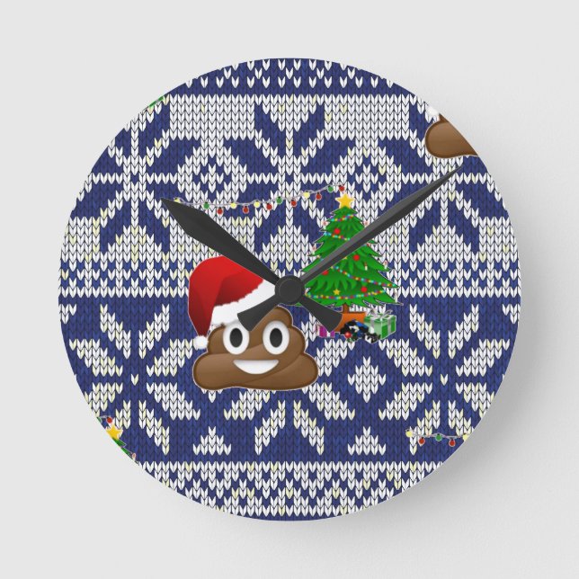 Horloge Ronde affreux pull-over de Noël émoji (Recto)