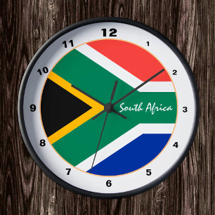 Horloge Ronde African Flag & Afrique du Sud tendance mode / desi