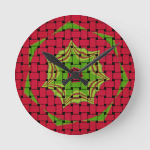 Horloge Ronde African Lovely Design rouge tissé