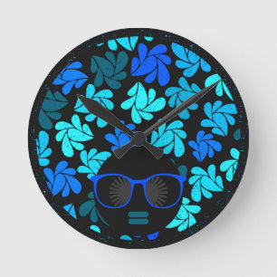 Horloge Ronde Afro Diva Bleu 
