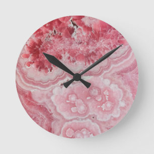 Horloge Ronde Agate rose moderne tendance
