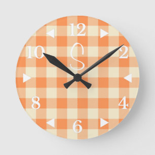 Horloge Ronde Agritourisme Monogram Orange Crem Plaid